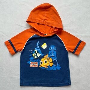 Finding Nemo Vintage Blue Orange Hooded Shirt Embroidered Fish “Tank Gang” 3T